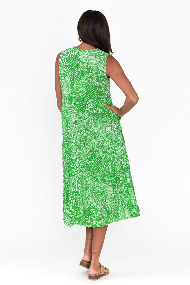 Leros Green Jungle Organic Cotton Midi Dress
