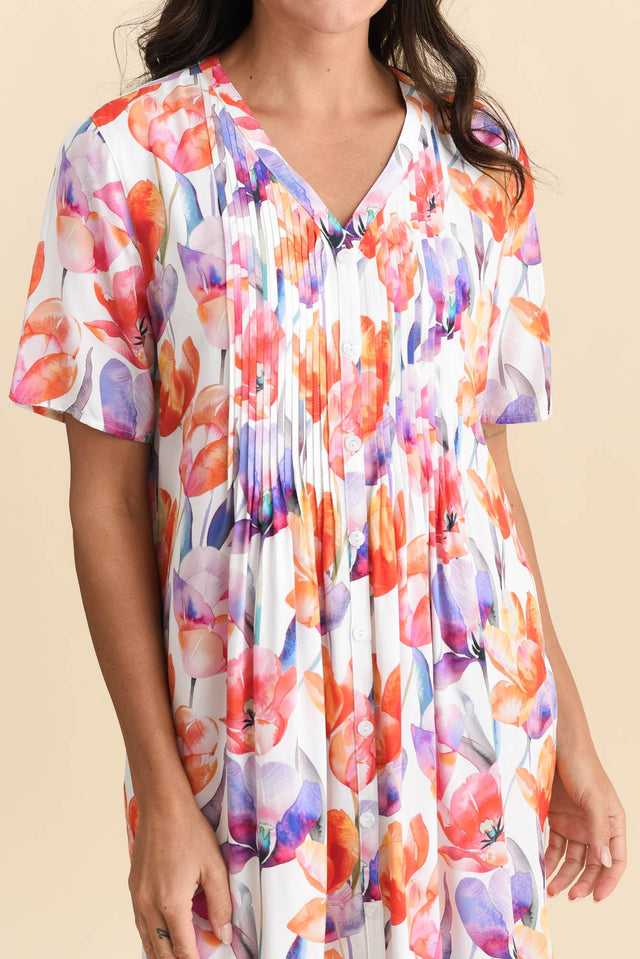 Leticia Orange Flower Midi Dress,Brunette model,alt text|model:Brontie image 6