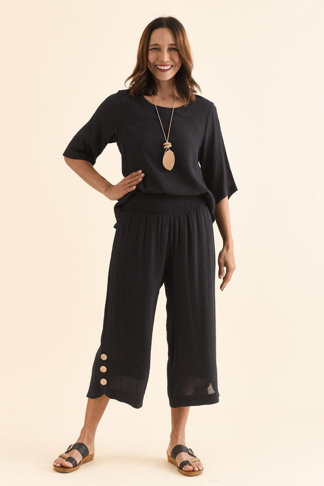 Lettie Black Button Pants,Full Body,Brunette model,alt text|model:Cara image 8