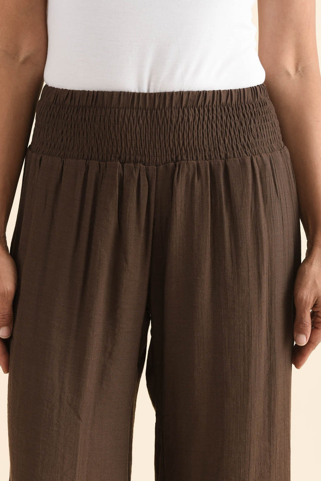 Lettie Chocolate Button Pants,Detail,Brunette model,alt text|model:Cara image 6