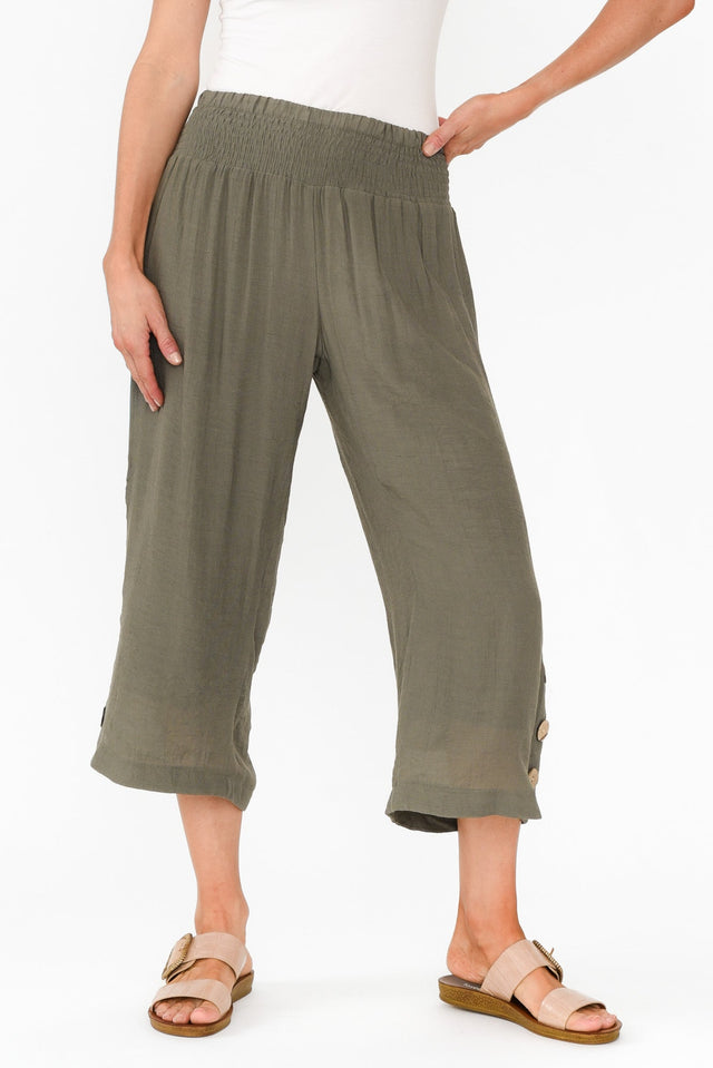 Lettie Khaki Button Pants image 1