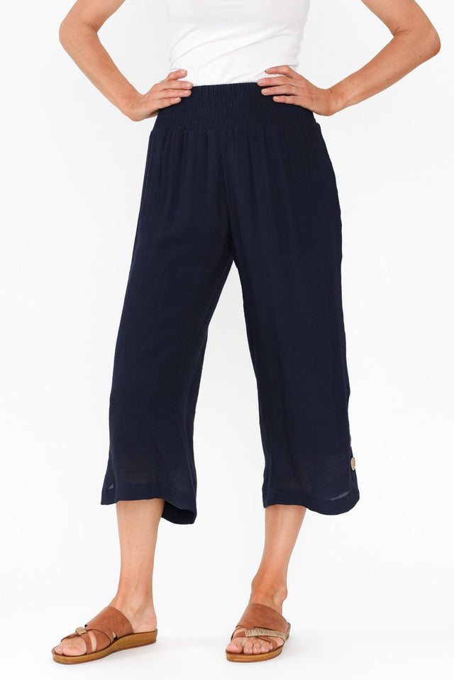 Lettie Navy Button Pants image 1