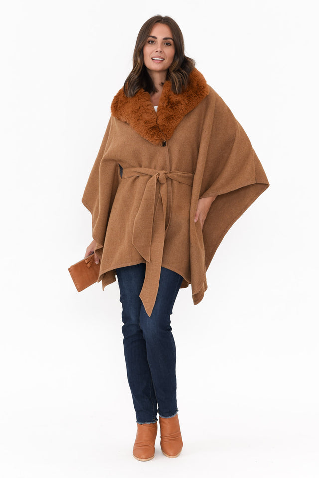 Levi Chocolate Wool Blend Cape banner image