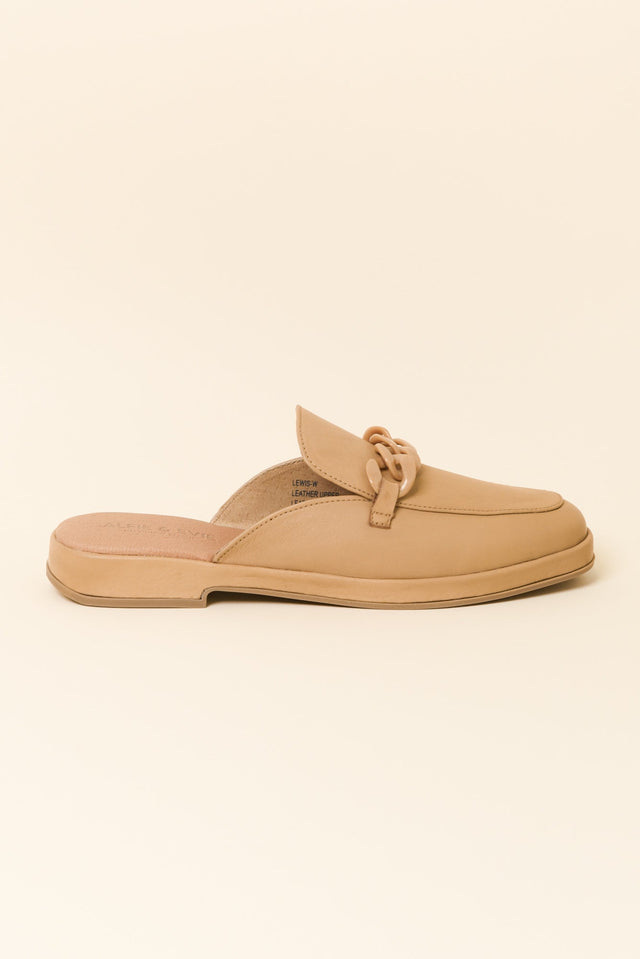 Lewis Camel Leather Buckle Mule