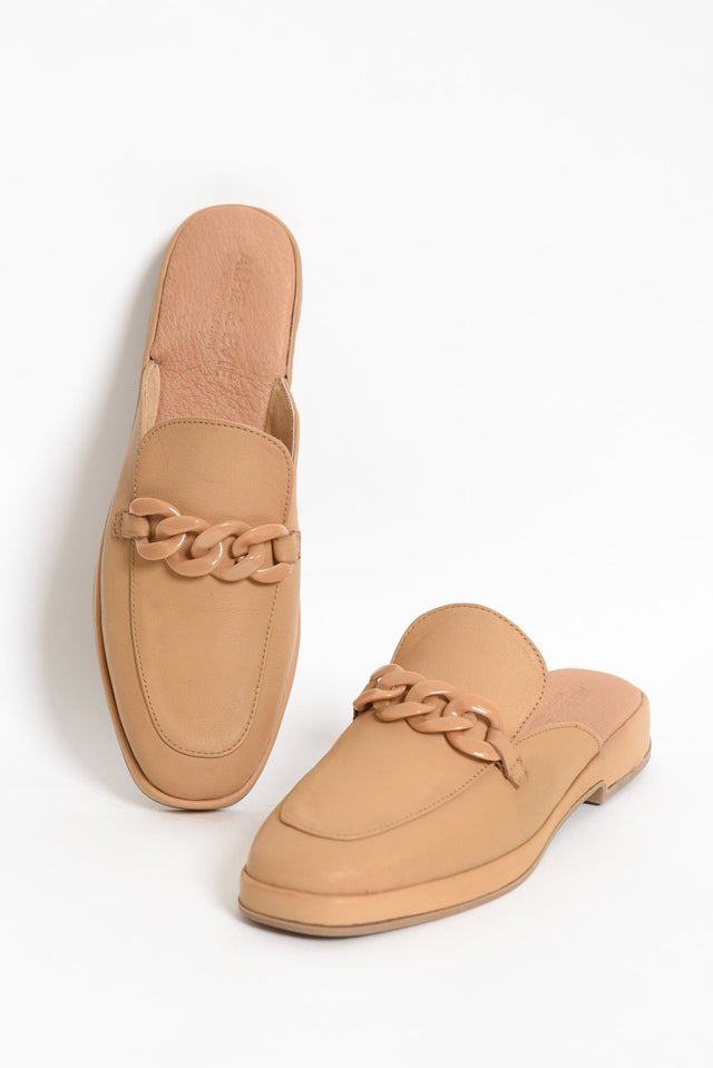 Lewis Camel Leather Buckle Mule