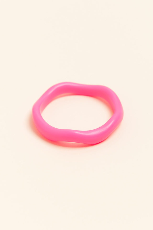 Lia Hot Pink Resin Wave Bangle image 2