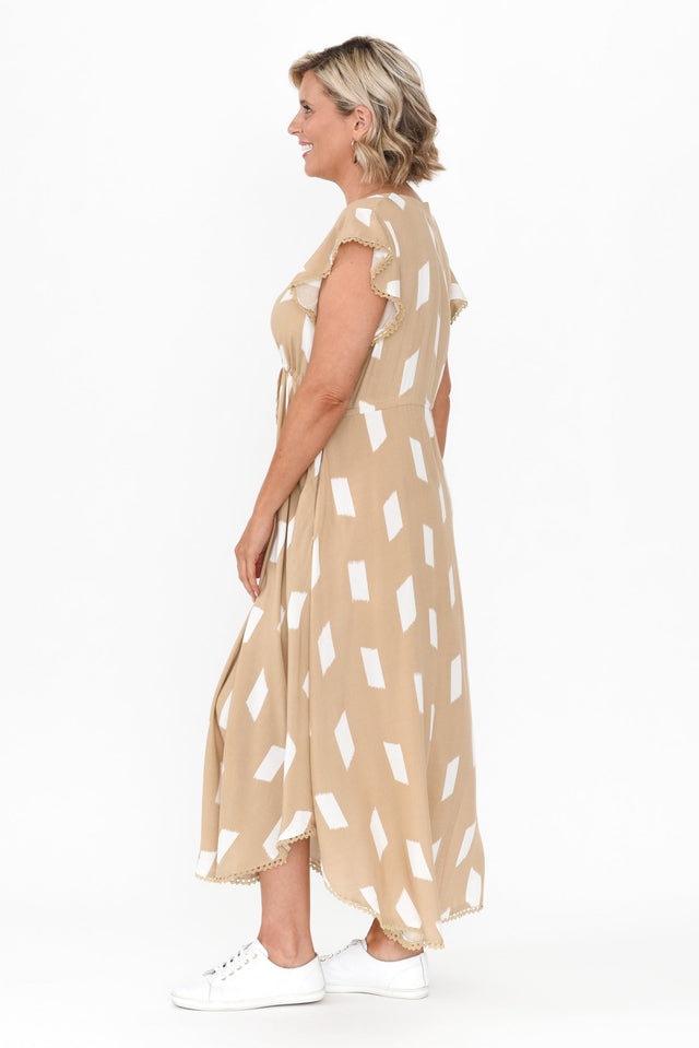 Libby Beige Dash Midi Dress