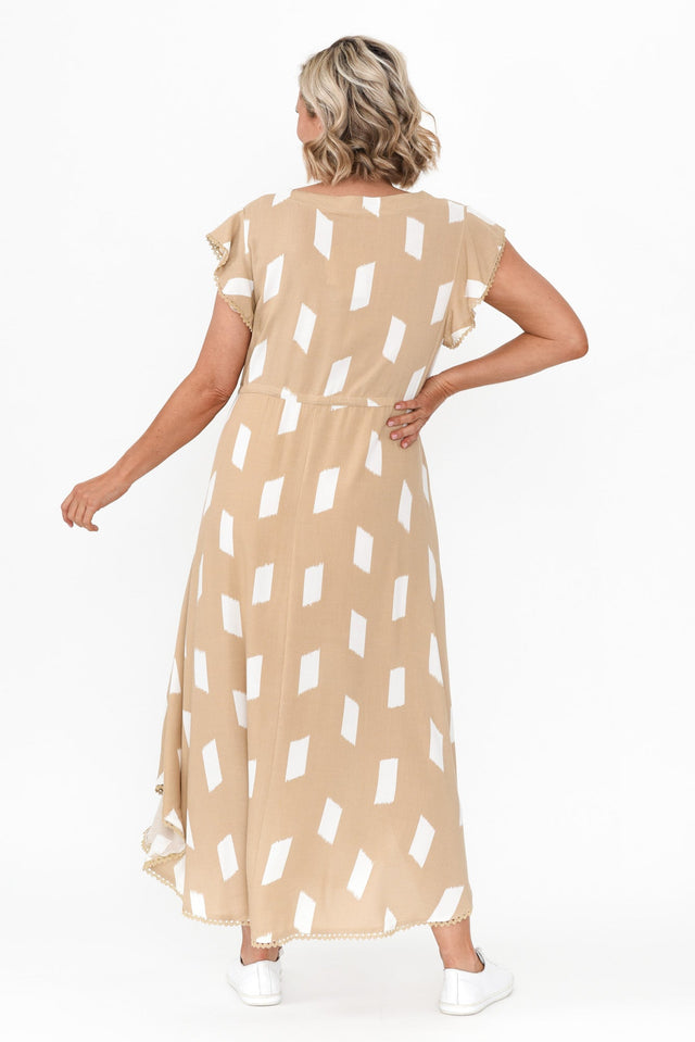 Libby Beige Dash Midi Dress