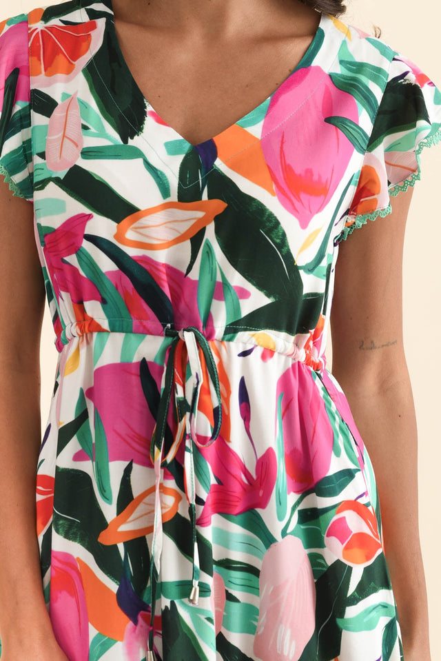 Libby Pink Flower Midi Dress,Brunette model,alt text|model:Brontie image 7