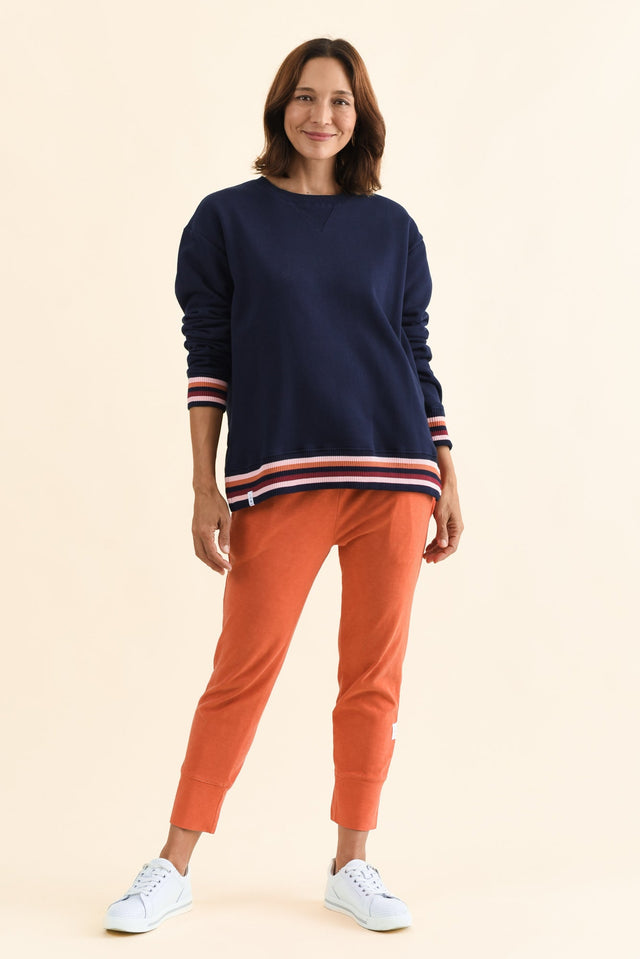 Lili Navy Fleece Trim Sweatshirt,Full Body,Brunette model,alt text|model:Cara image 8