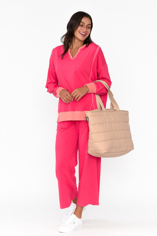 Mariam Hot Pink Relaxed Track Pants image 2