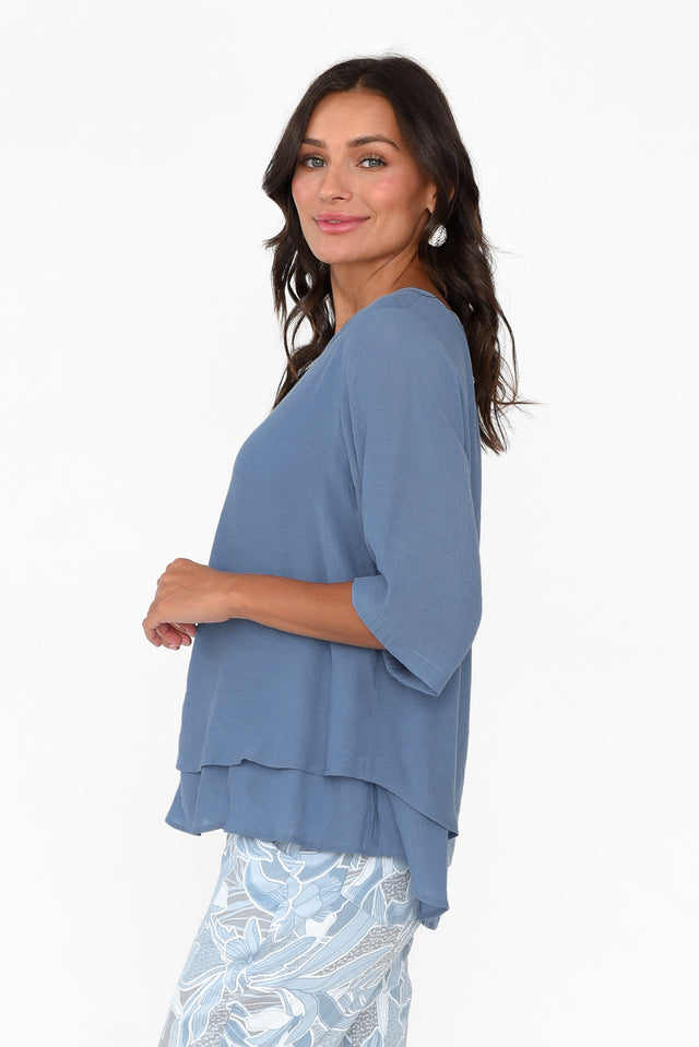 Liora Steel Cotton Blend Layered Top image 3