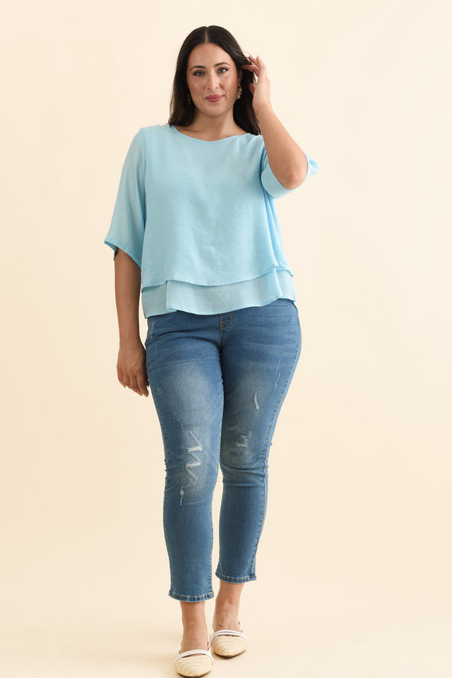Liora Blue Layered Top,Brunette model,alt text|model:Emilia image 9