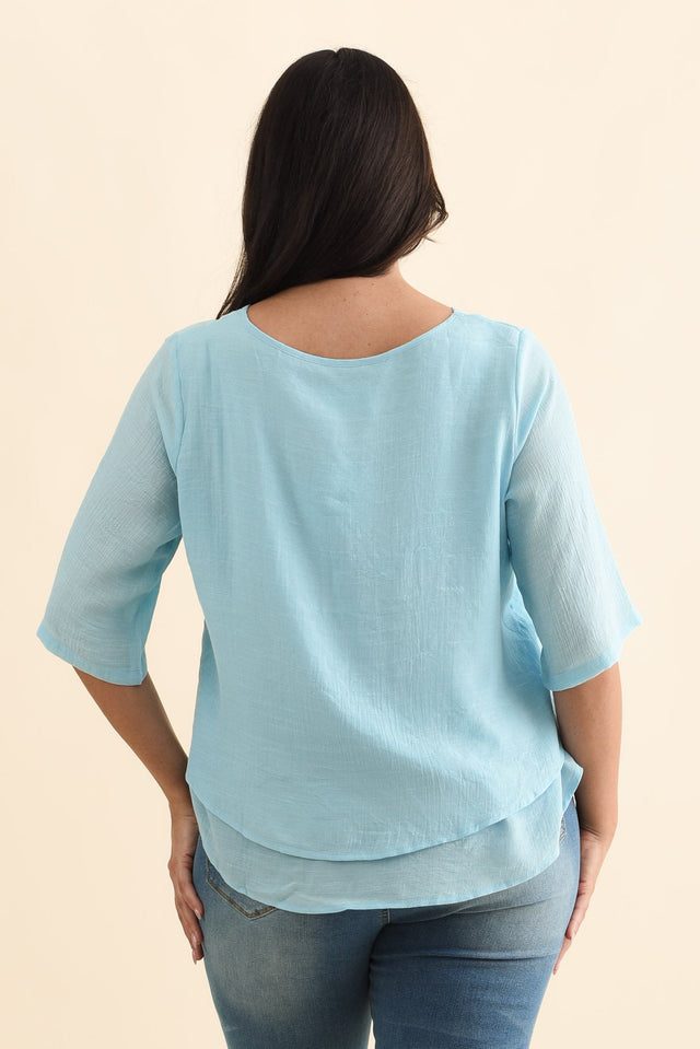 Liora Blue Layered Top,Brunette model,alt text|model:Emilia image 11