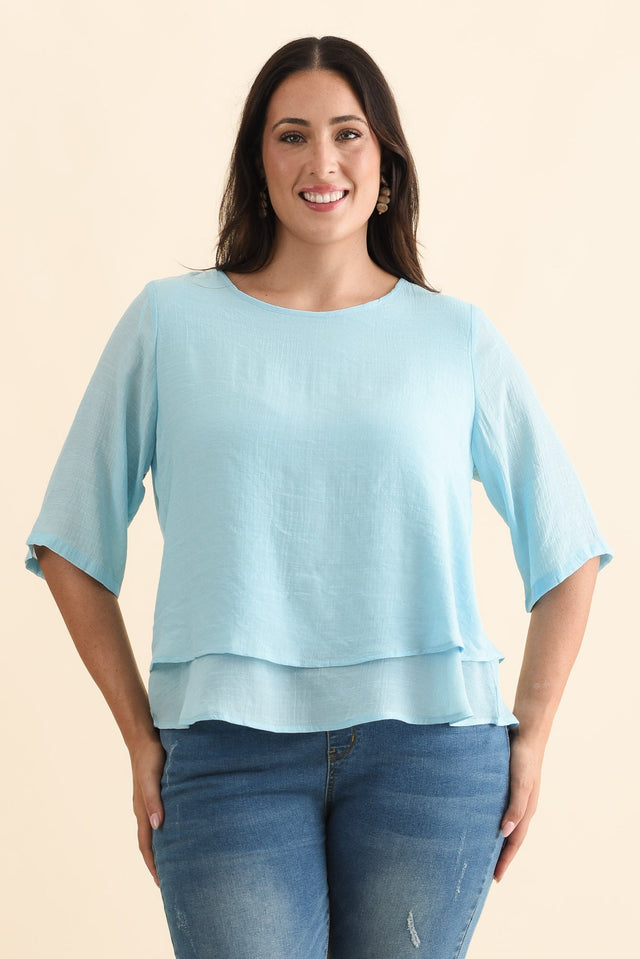 Liora Blue Layered Top,Brunette model,alt text|model:Emilia image 8