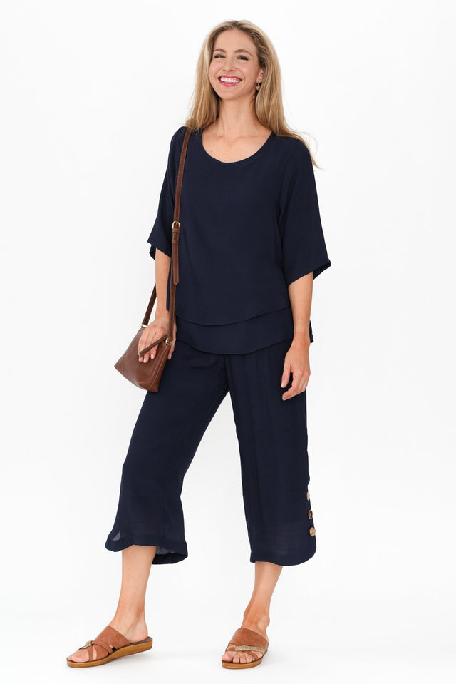 Lettie Navy Button Pants image 4