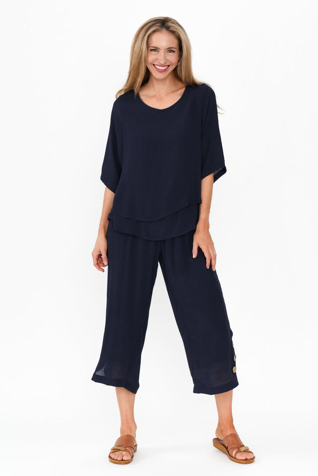 Lettie Navy Button Pants image 9