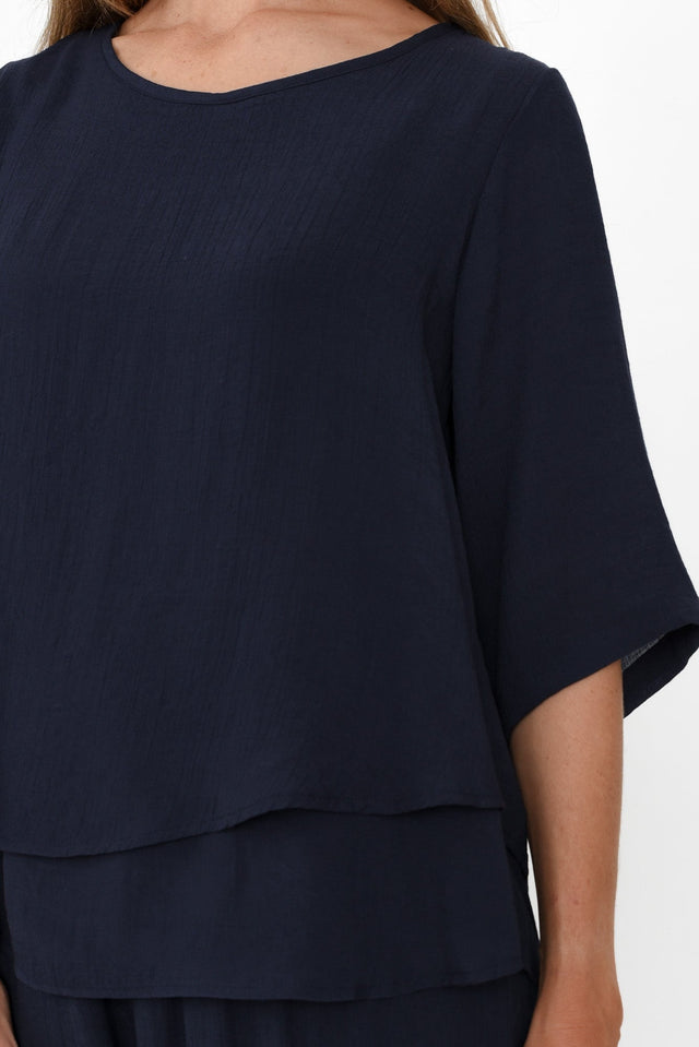 Liora Navy Layered Top