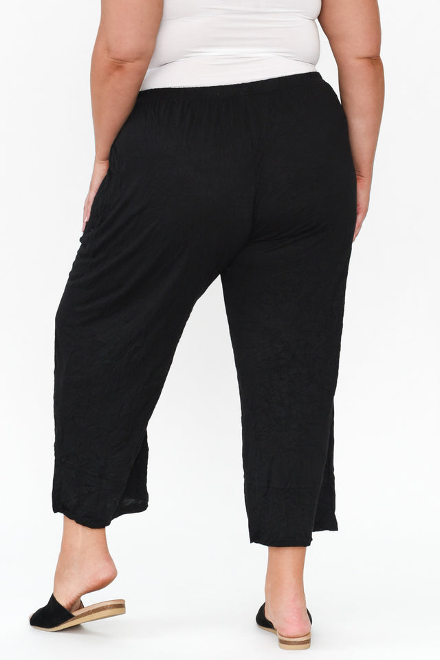 Lira Black Crinkle Cotton Wide Leg Pants image 8