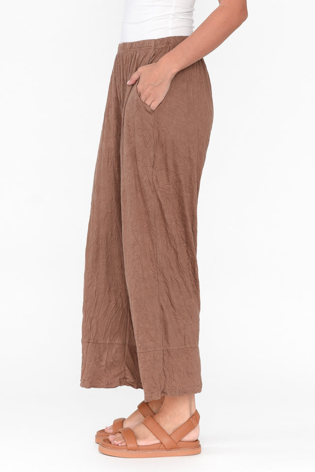 Lira Brown Crinkle Cotton Wide Leg Pants image 5
