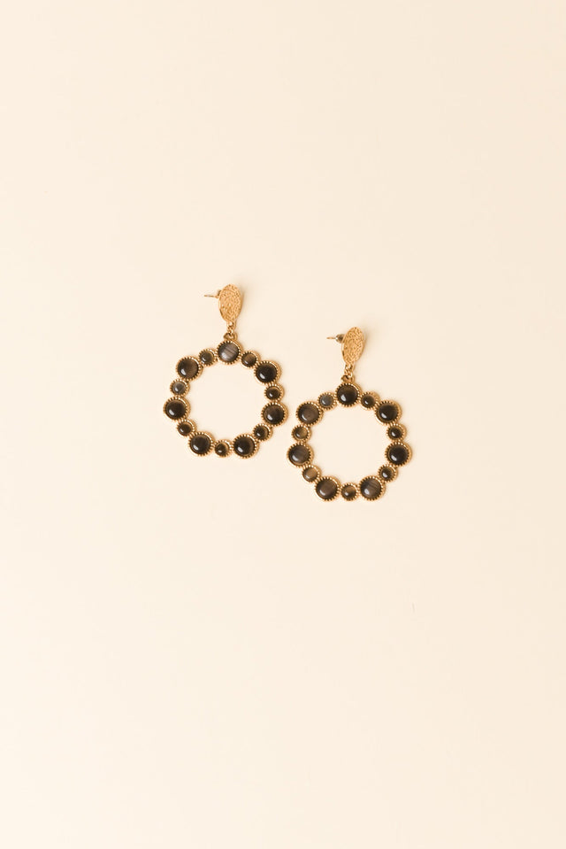 Lively Black Crystal Circle Earrings image 1