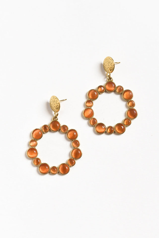 Lively Orange Crystal Circle Earrings image 1