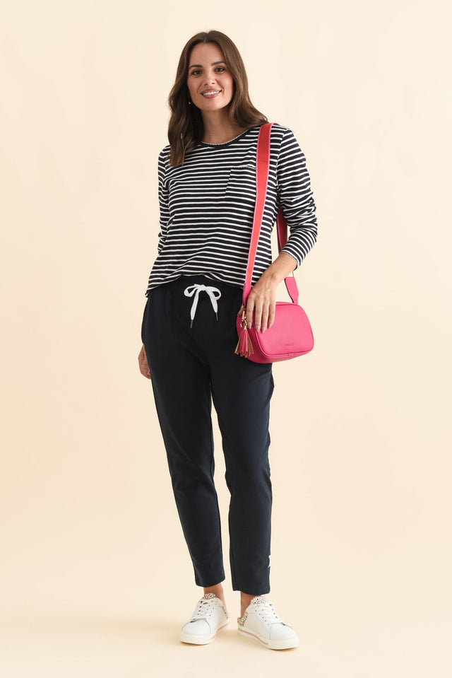Lobby Navy Cotton Relaxed Sweatpants,Brunette model,alt text|model:MJ image 3