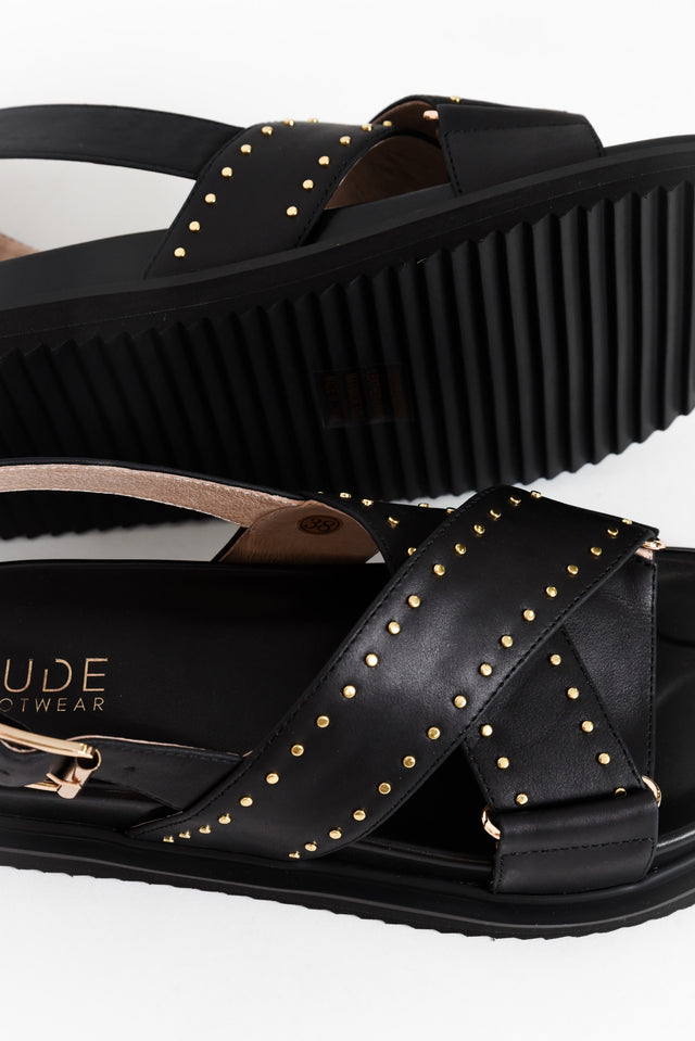 Loddie Black Leather Crossover Sandal
