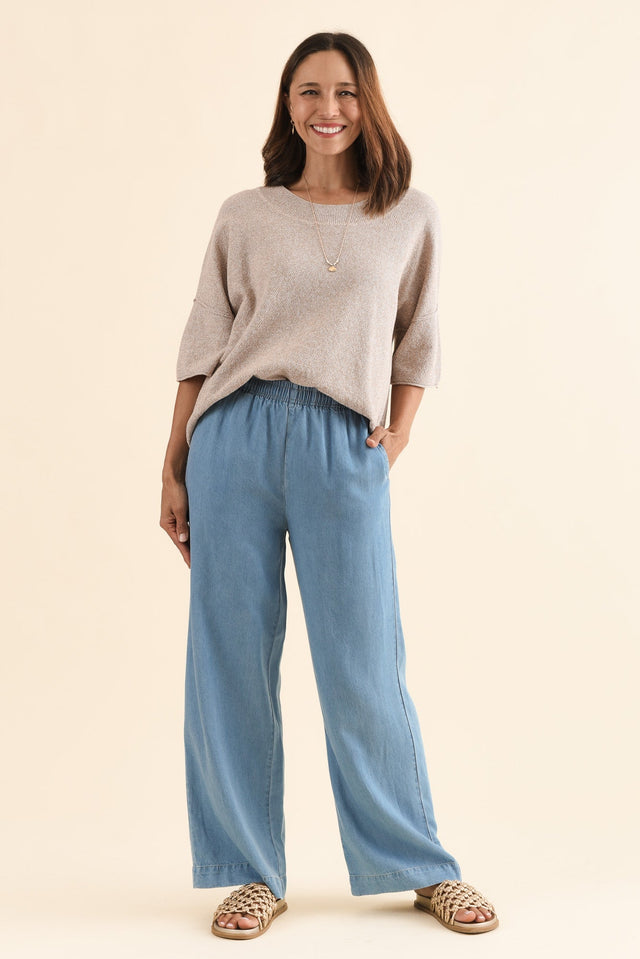 Loki Blue Denim Pocket Pants,Full Body,Brunette model,alt text|model:Cara image 6