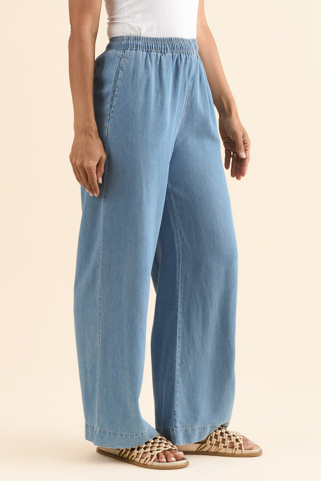 Loki Blue Denim Pocket Pants,Side,Brunette model,alt text|model:Cara image 3