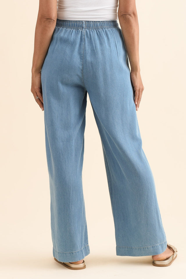 Loki Blue Denim Pocket Pants,Back,Brunette model,alt text|model:Cara image 4