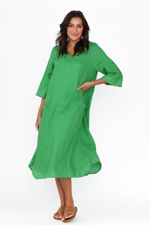 Lolita Green Linen Pocket Dress image 6