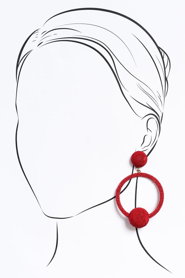 Lolita Red Woven Circle Drop Earrings