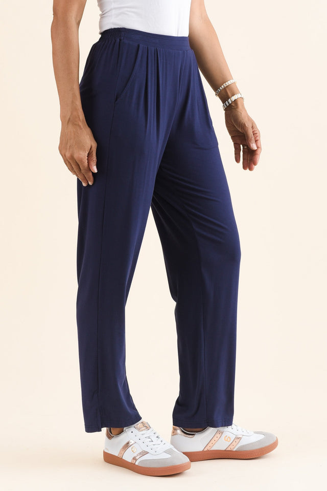 Lopez Navy Pocket Pants,Side,Brunette model,alt text|model:Cara image 5