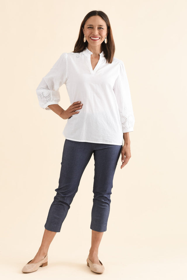 Loretta White Cotton Embroidered Blouse image 8