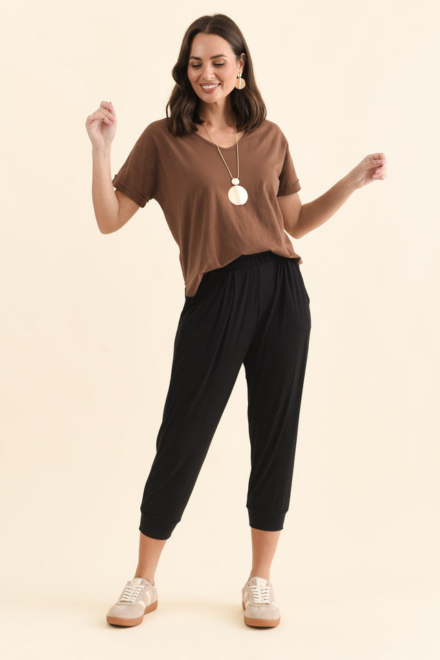 Louis Black Cropped Jogger Pants,Full Body,Brunette model,alt text|model:MJ image 7