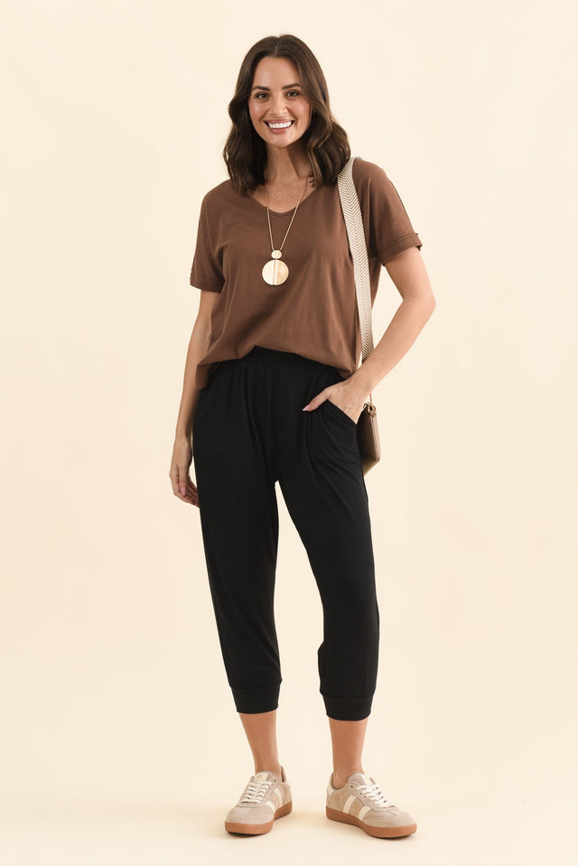 Louis Black Cropped Jogger Pants,Full Body,Brunette model,alt text|model:MJ image 3