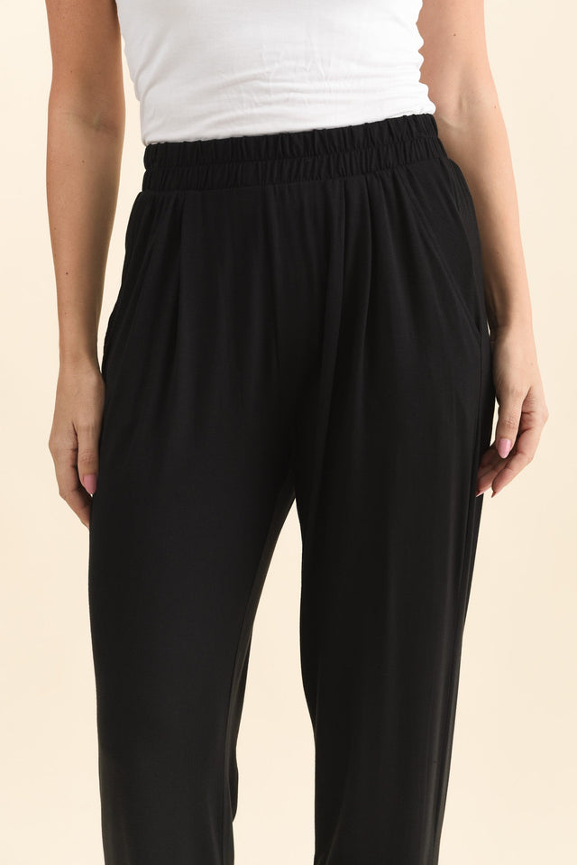 Louis Black Jogger Pants,Detail,Brunette model,alt text|model:MJ image 6