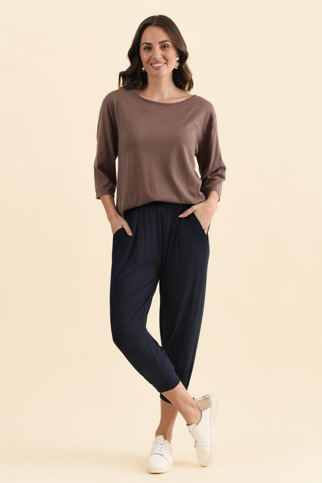 Louis Navy Cropped Jogger Pants,Full Body,Brunette model,alt text|model:MJ image 7