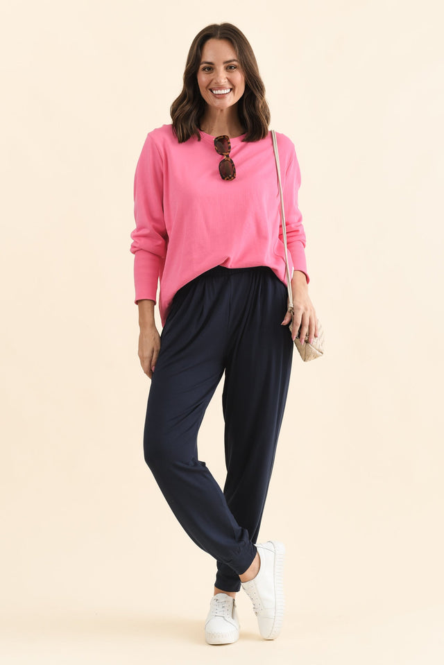 Louis Navy Jogger Pants,Full Body,Brunette model,alt text|model:MJ image 3