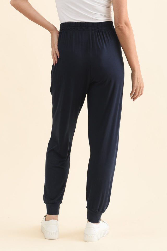 Louis Navy Jogger Pants,Back,Brunette model,alt text|model:MJ image 5