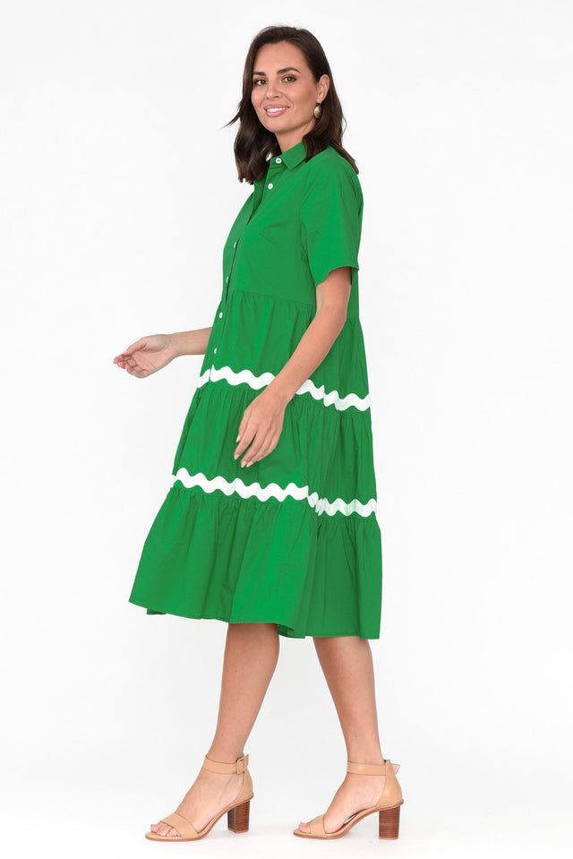 Lourdes Green Cotton Shirt Dress thumbnail 4