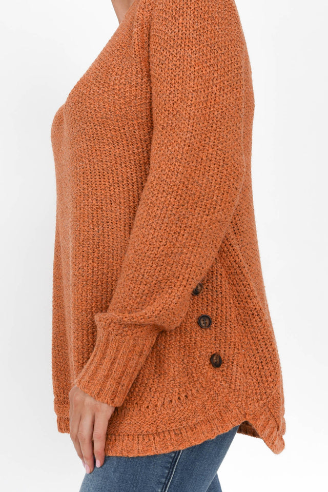 Lucas Orange Knit Button Jumper