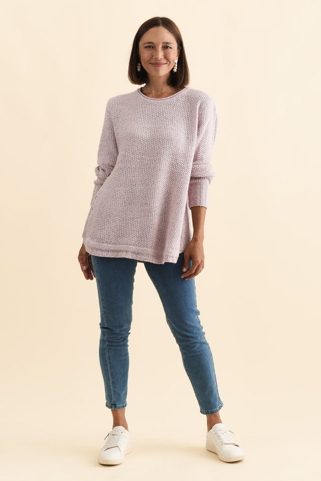 Lucas Pink Knit Button Jumper,Brunette model,alt text|model:Cara image 4