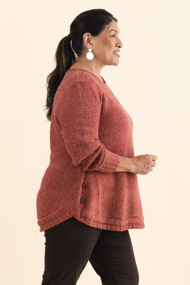 Lucas Rust Knit Button Jumper,Brunette model,alt text|model:Pilita image 10