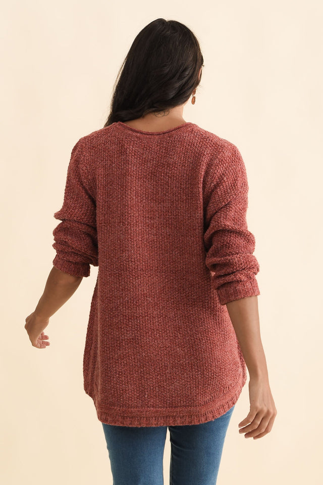 Lucas Rust Knit Button Jumper,Brunette model,alt text|model:Brontie image 5