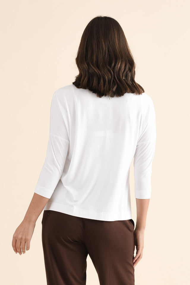 Lucinda White Bamboo Boatneck Top,Back,Brunette model,alt text|model:MJ image 4