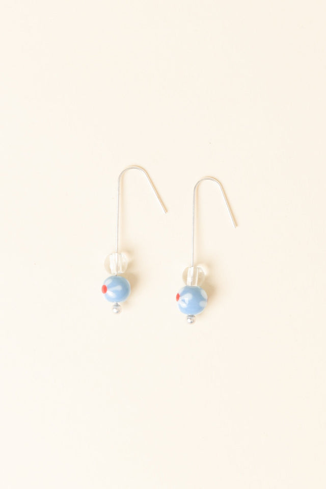 Lucky Blue Flower Hook Earrings