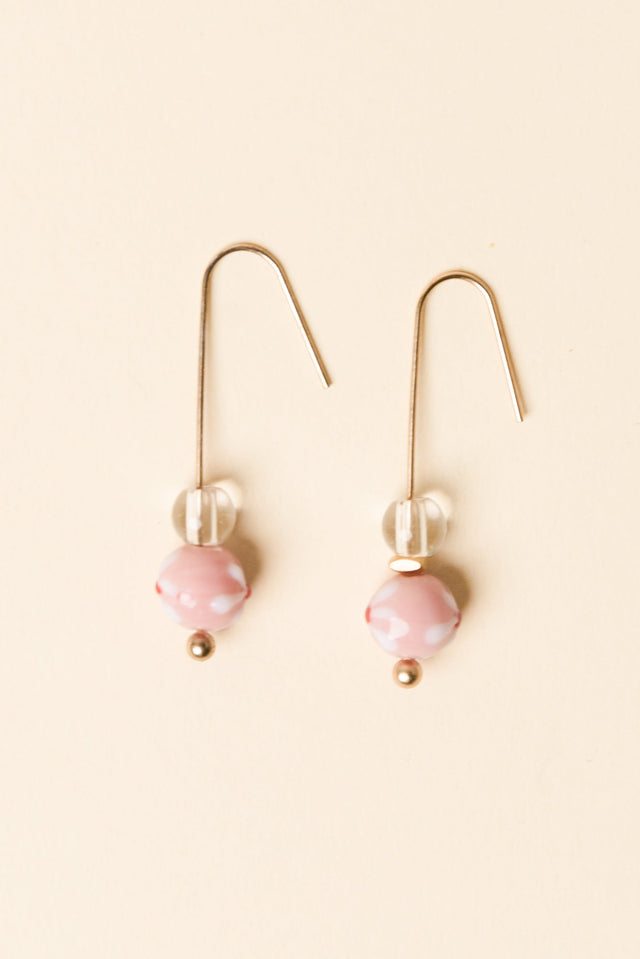 Lucky Pink Flower Hook Earrings image 1