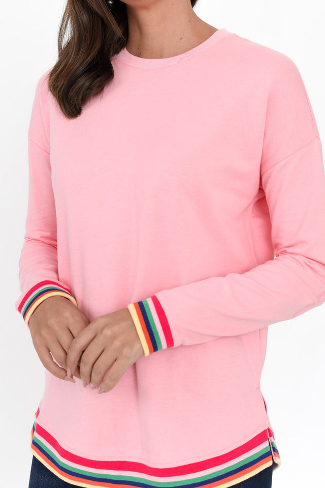 Lucy Pink Cotton Crew Jumper image 7